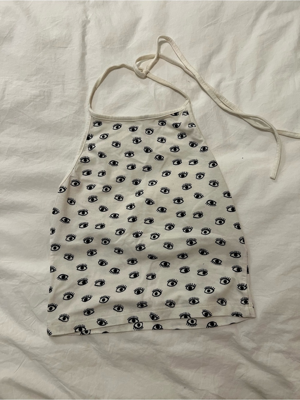 Women’s White Eye-Print Halter shirt